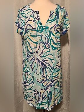Lilly Pulitzer Duval dress pool blue stay cool linen Pullover